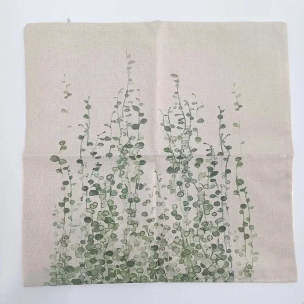Decorative Farmhouse Green Plant Pillow Covers | Set of 6 | 18